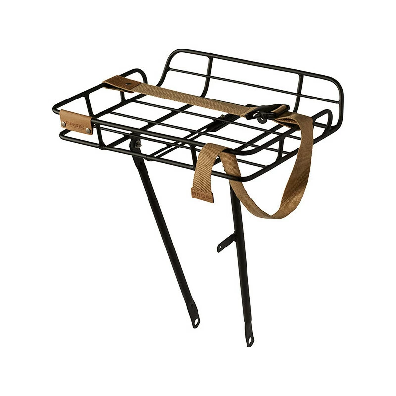 Basil Portland VR-Träger, Mat Schwarz Rohrkopf Montage, Stütze Mittels Strebe (für Ø12/13mm Achse), Befestigungsband, Max.10kg